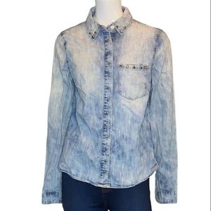 Studded Chambray Top